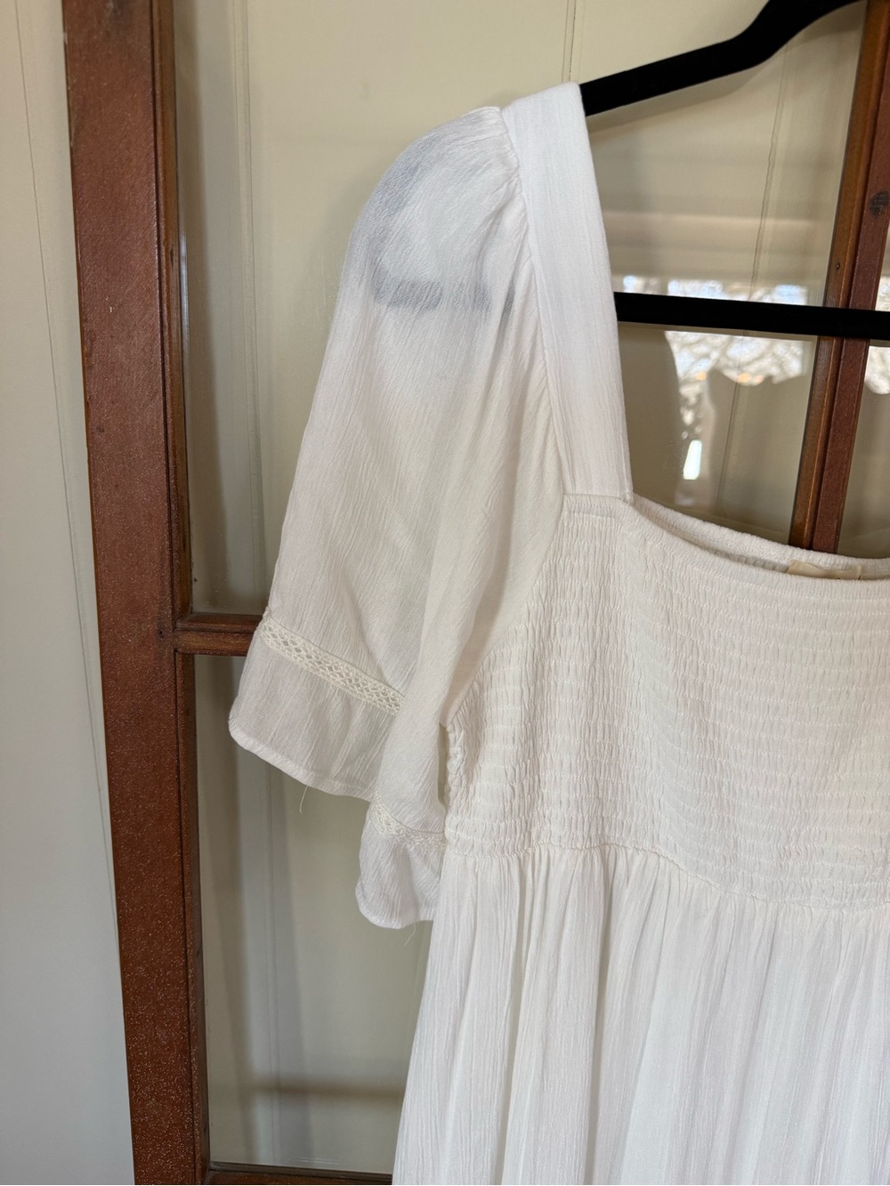 Listicle NWOT White Smocked Square Neck Tiered Maxi Dress Boho Bridal - Medium - Picture 5 of 8